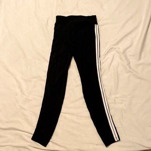 womens black pants with white stripes